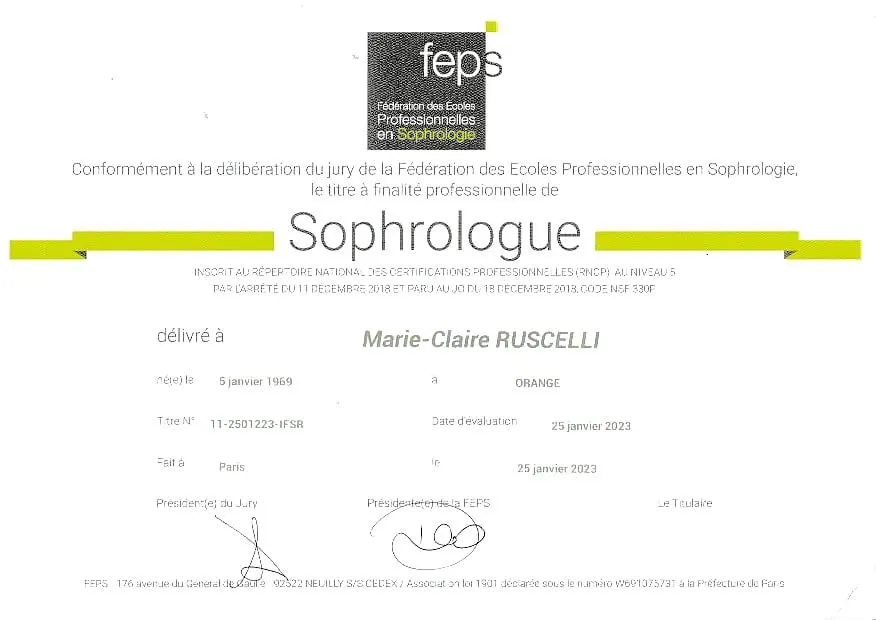 Diplôme de Sophrologue